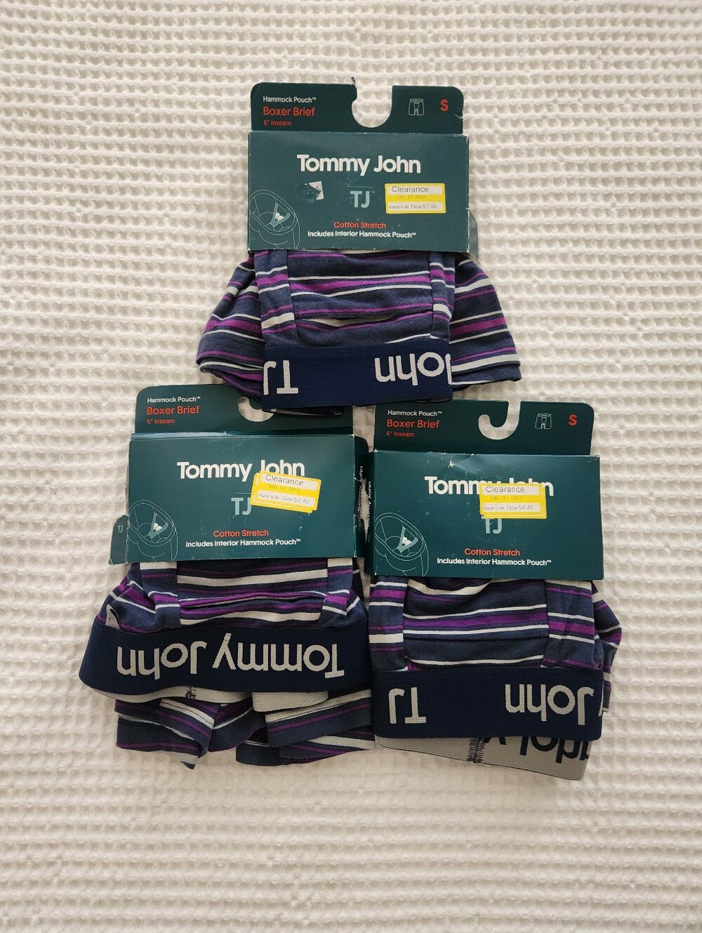 ✨️NWT Tommy John 3 pack men's boxer briefs purple stripe Small